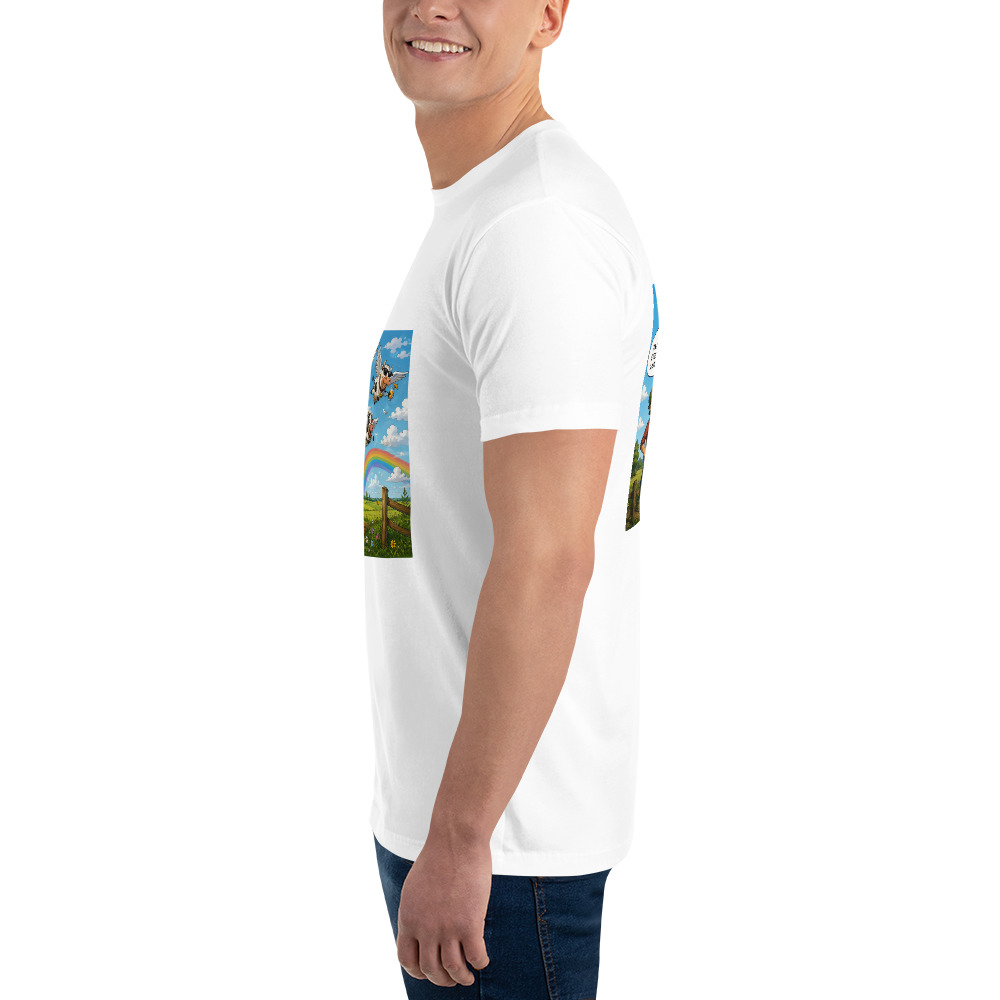 Lehmätkin lentää T-Paita (Finnish humor content T-shirt flying cow) - Image 3