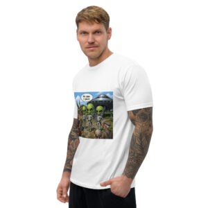Alien contact theme parody T-shirt (English content)